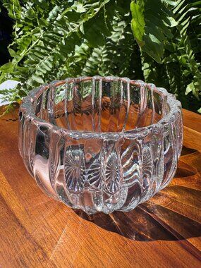 Vintage Clear Ribbed Crystal Bowl - 4" Small Candy Dish or Votive Candle Holder